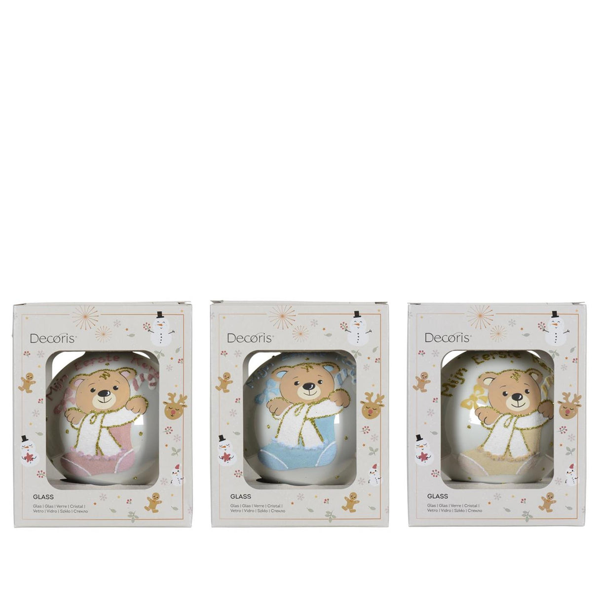 Decoris kerstbal mijn eerste kerst ã˜10cm glas 3 assorti