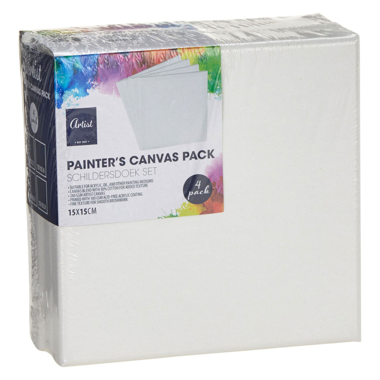 Set schildersdoeken 15x15cm, 4 stuks