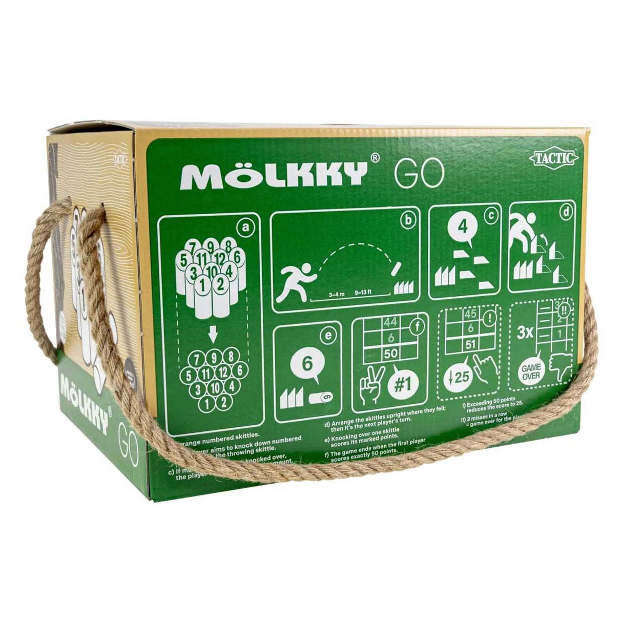 Selecta Molkky Go Kiefernholz-Wurfspiel mit 12 Kegeln