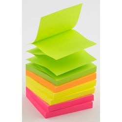 Pop-up notes viking 76x76mm assorti neon zigzag herpositioneerbaar 100 vel