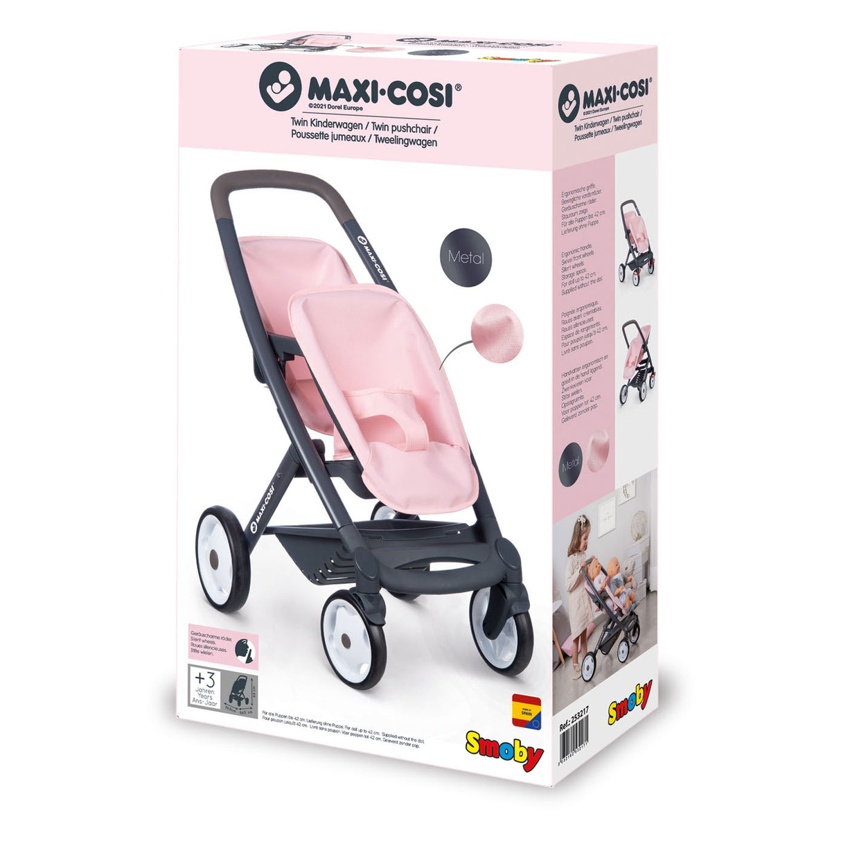 Smoby Maxi-Cosi-Puppenwagen für 2 Puppen
