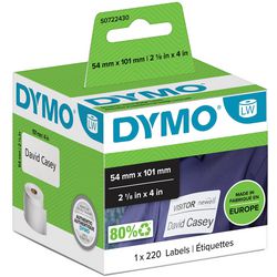 Dymo Original Labelwriter große Versandetiketten Namenskarten | 54mm x 101mm | 220 selbstklebende Etiketten | schwarz auf schwarz | passend für die Labelwriter-Etikettendrucker | Hergestellt in Europa
