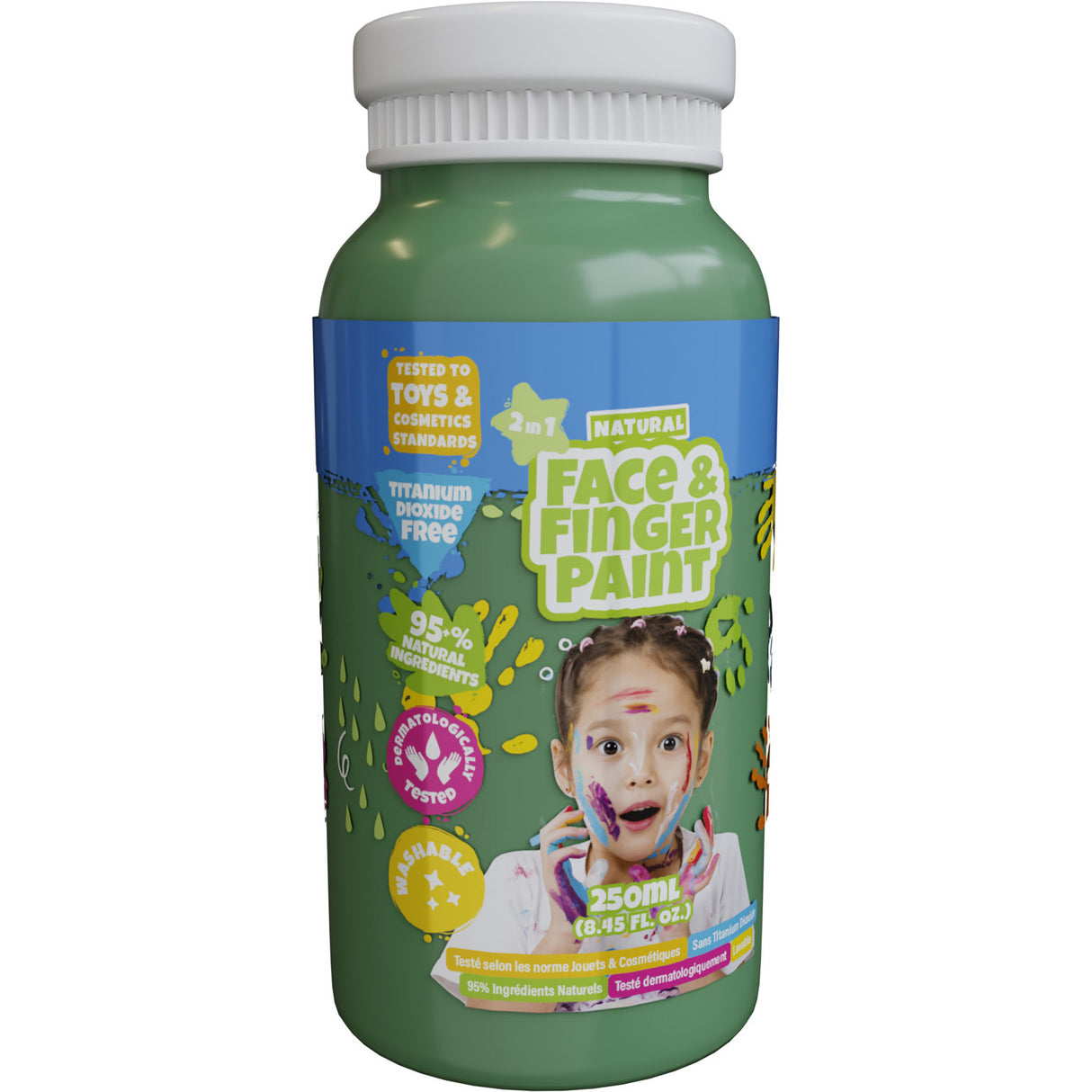 Boti natürliche Fingerfarben-Gesichtsflasche – grün, 250 ml