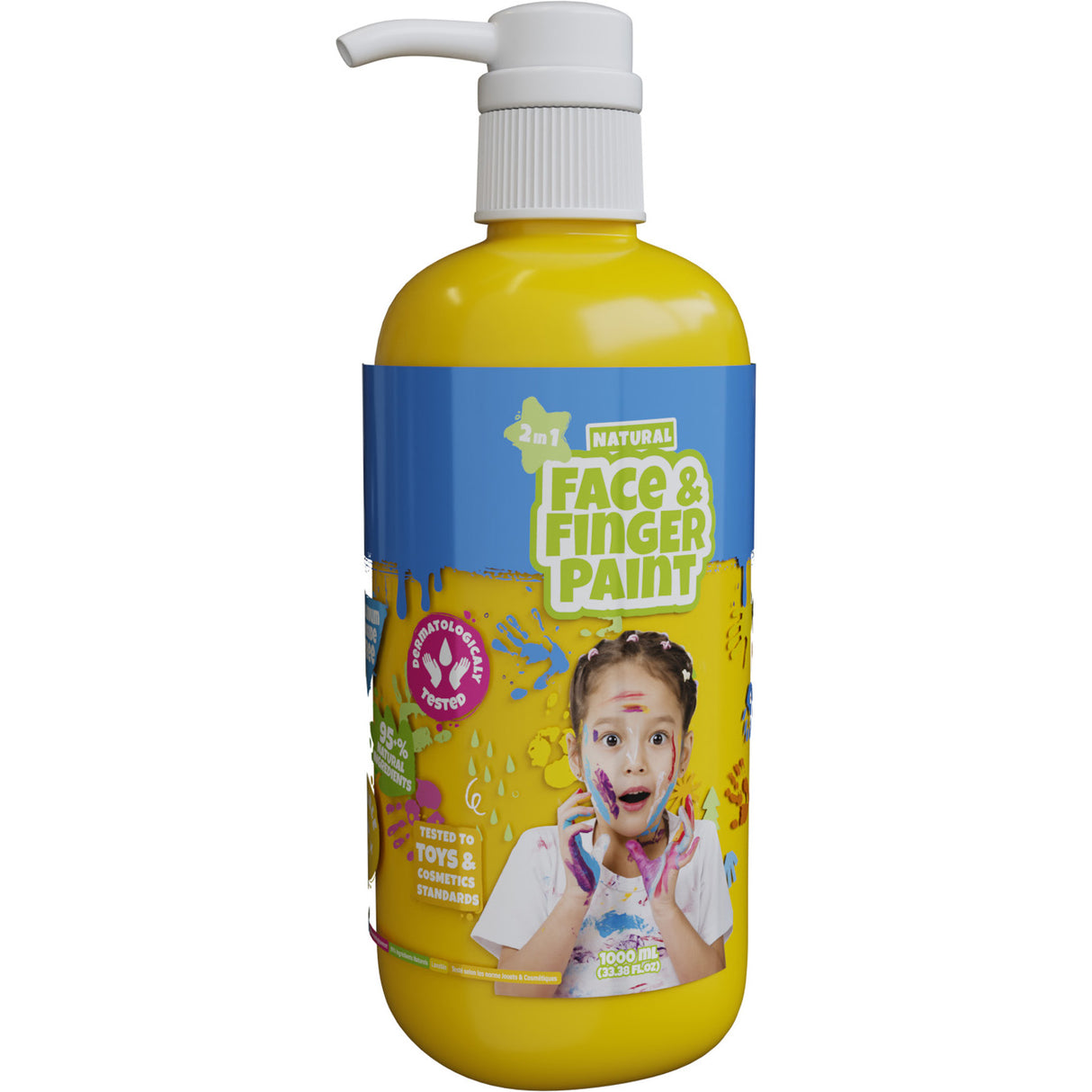 Boti natürliche Fingerfarben-Gesichtsflasche mit Pumpe – gelb, 1 l