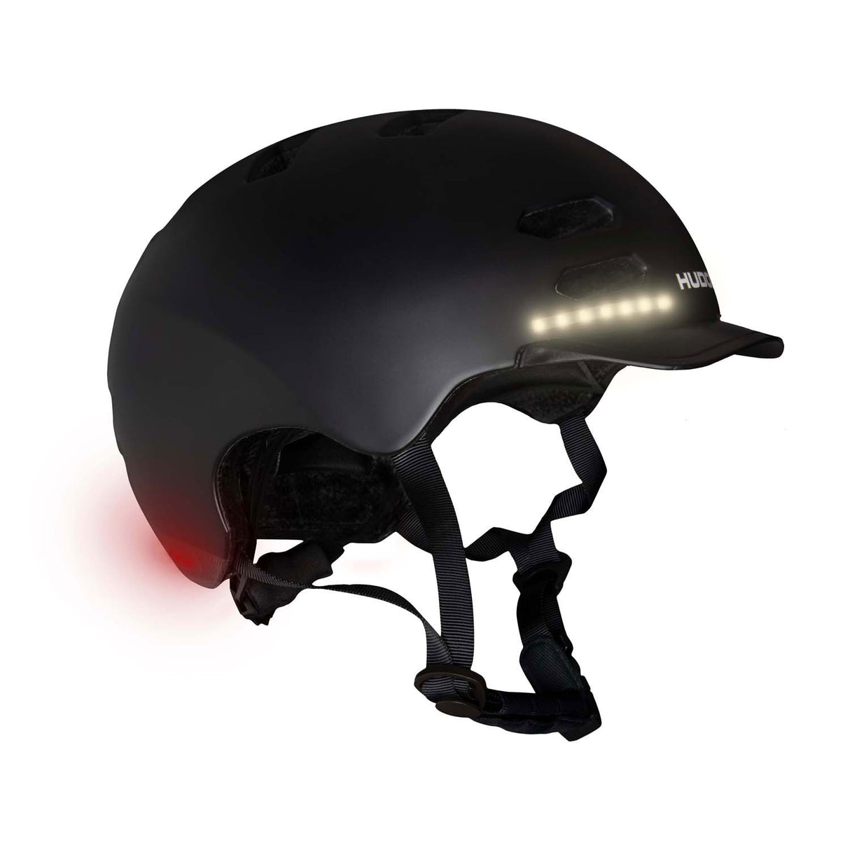 Hudora Skaterhelm mit Stoff und LED schwarz, Größe S (53-55cm)