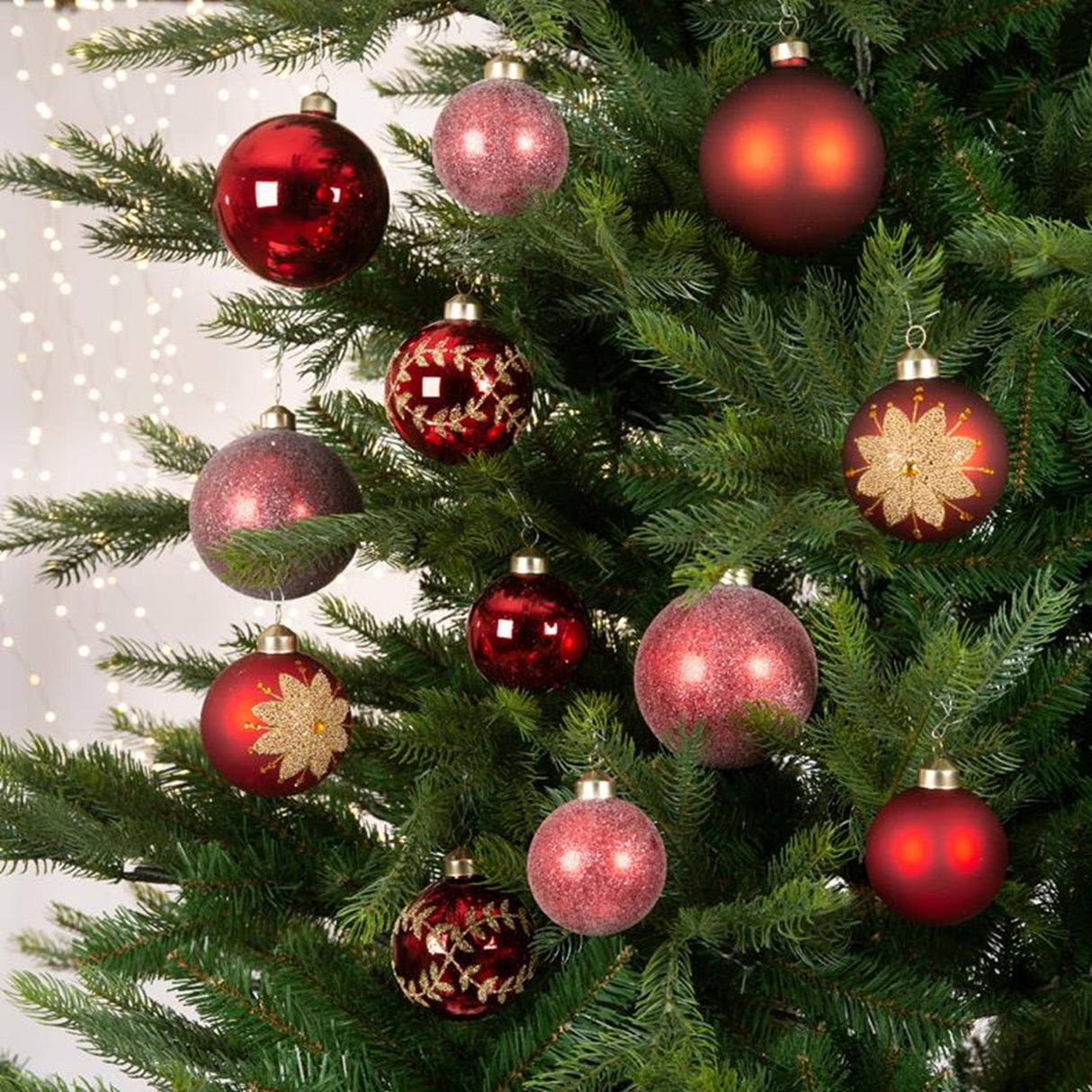 Decoris Weihnachtskugeln Glas Mixbox 12 Stück rot