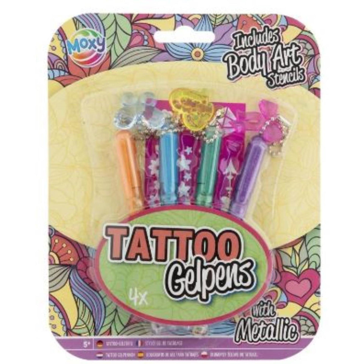 Creative Craft Group Tattoo-Gelstifte Metallic mit Schablone, 4 Stück.