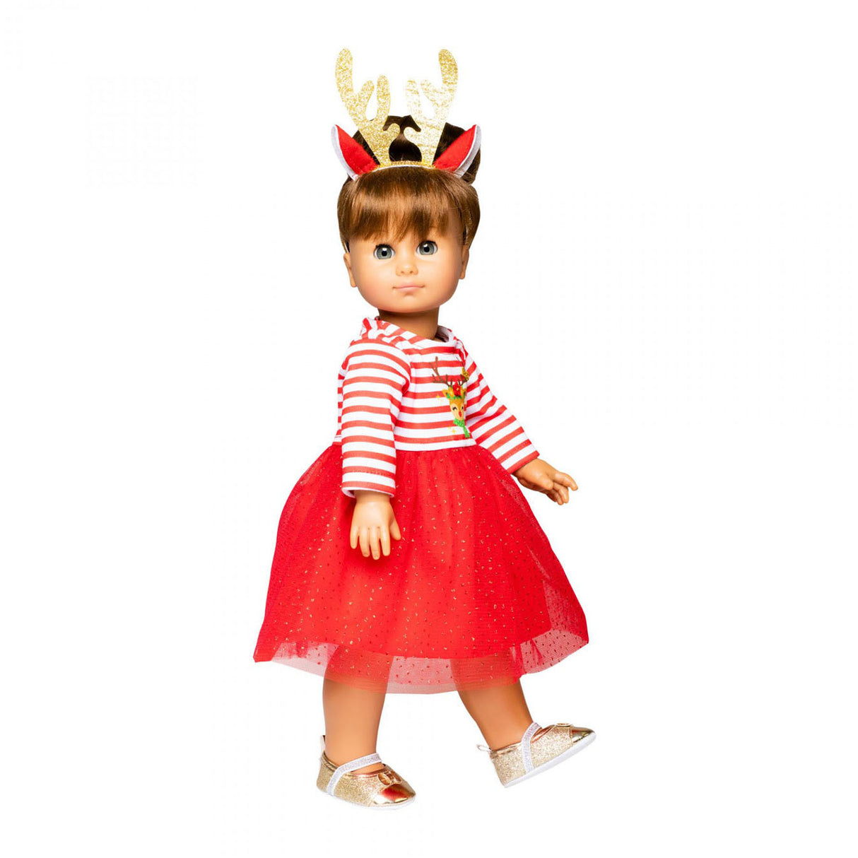 Heless Weihnachtskleid mit Haarband Rendier, Größe 28-35 cm
