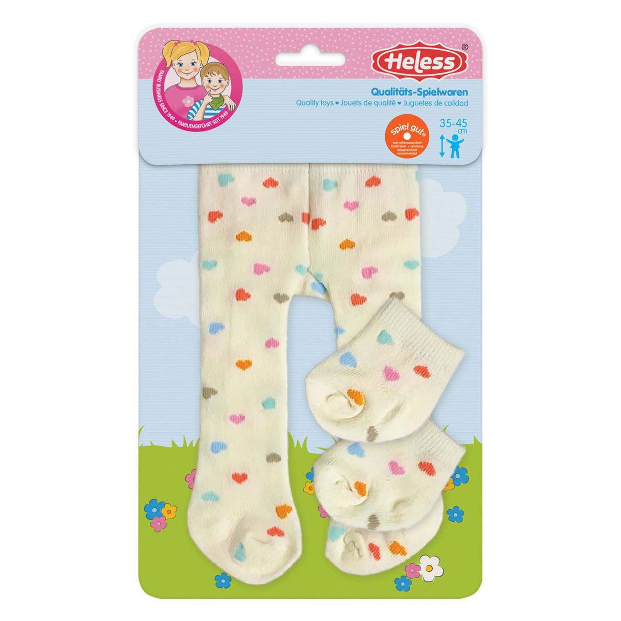 Heless Puppenstrumpfhose mit Socken und Herzkonfetti, 35-45 cm