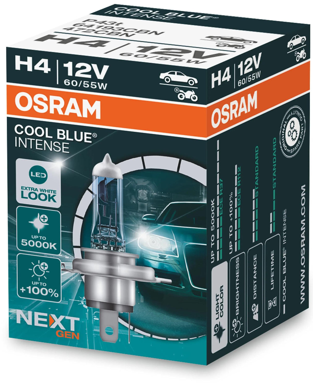 Osram-Scheinwerfer Cool Blue Intense von Lampe H4 60 55 W Cool Blue Intense