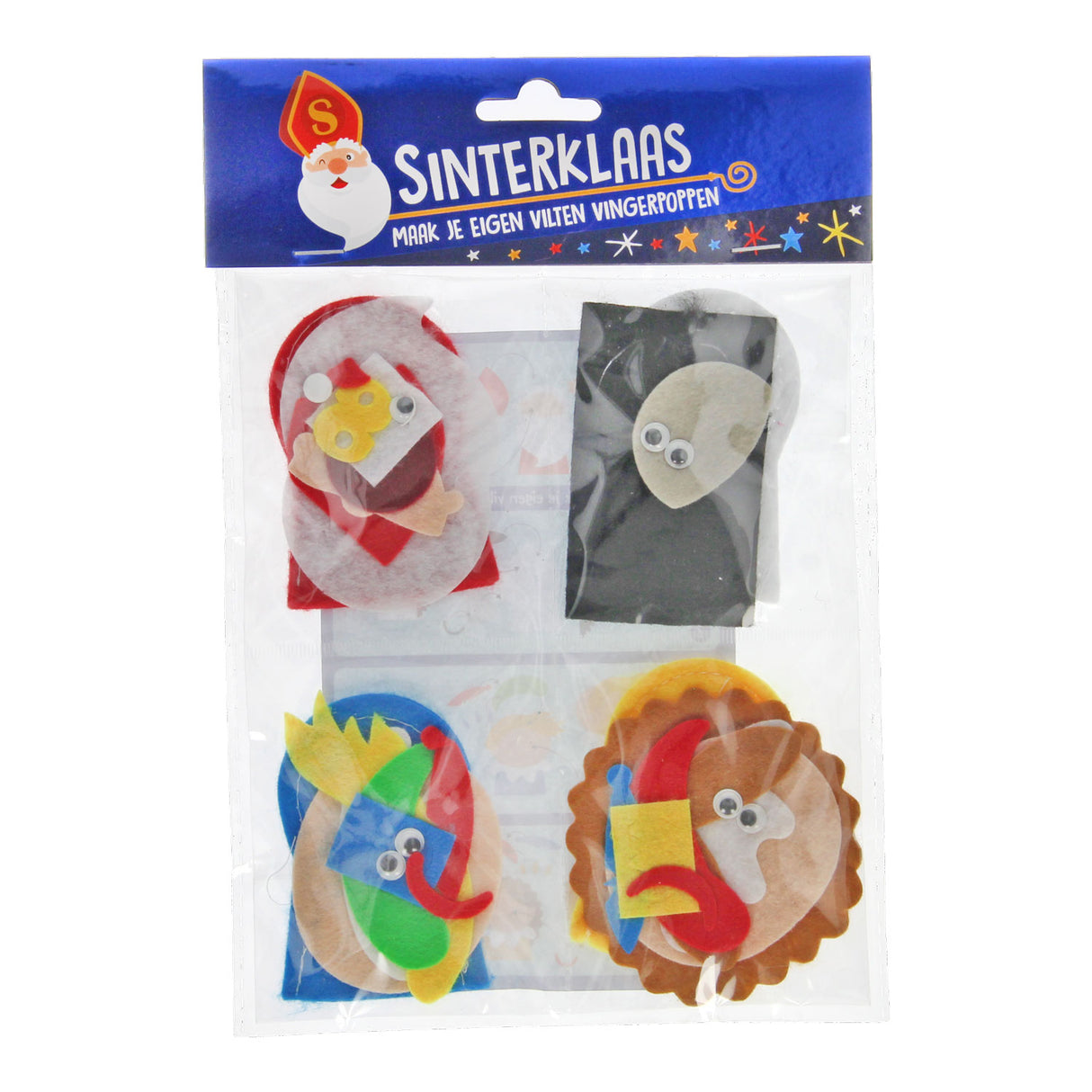Machen Sie Ihre eigenen Filz-Fingerpuppen Sinterklaas, 4 Stück.