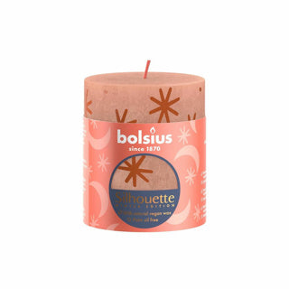 Bolsius Stumpenkerze rustikal 8 x 6,8 cm cremiges Karamell mit Aufdruck | 4 Stück