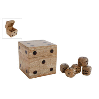 Würfelwürfel mit 5 Würfeln natur mango 9x9x9cm | 2 Stk