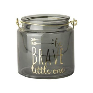 Gusta Teelichthalter 'be brave little one' 10 cm grau | 2 Stk