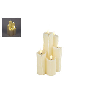 Kerzenset LED 5 Stück creme 12,5x12,5x19,5cm