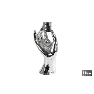 No brand Kerzenständer Hand Silber Polystone 10x8x21cm | 2 Stk