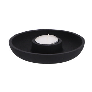 No brand Kerzenhalter Aluminium schwarz 13,5x13,5x2,5cm | 2 Stk