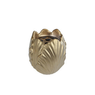 No brand Vase Tulpe Mattgold Steingut 15x15x16,4cm | 2 Stk