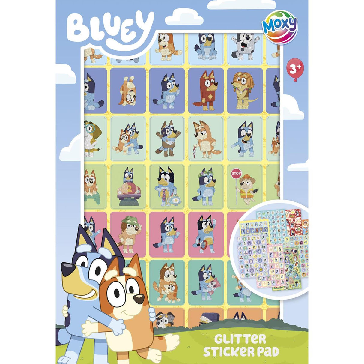 Moxy blueygabby glitter sticker boek a5, 8 vellen