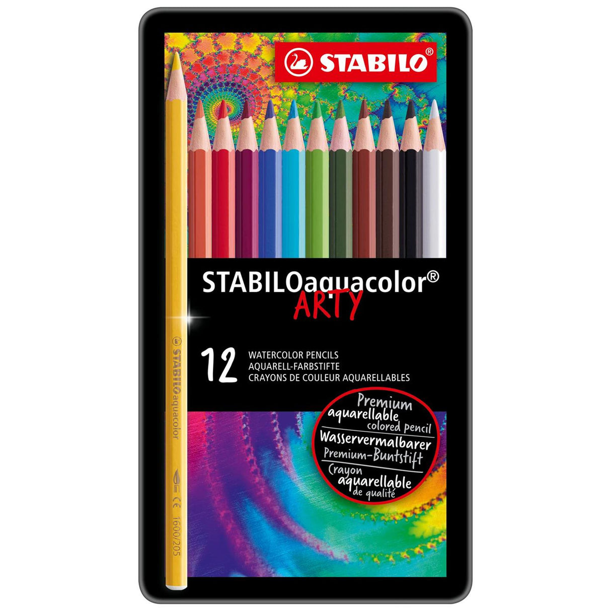 Stabilo 12 Aquacolor-Buntstifte in Metallbox