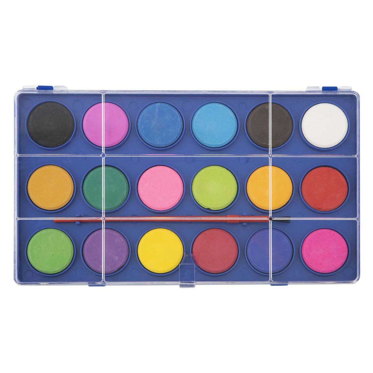 Aquarellpalette mit Pinsel, 18 Farben.