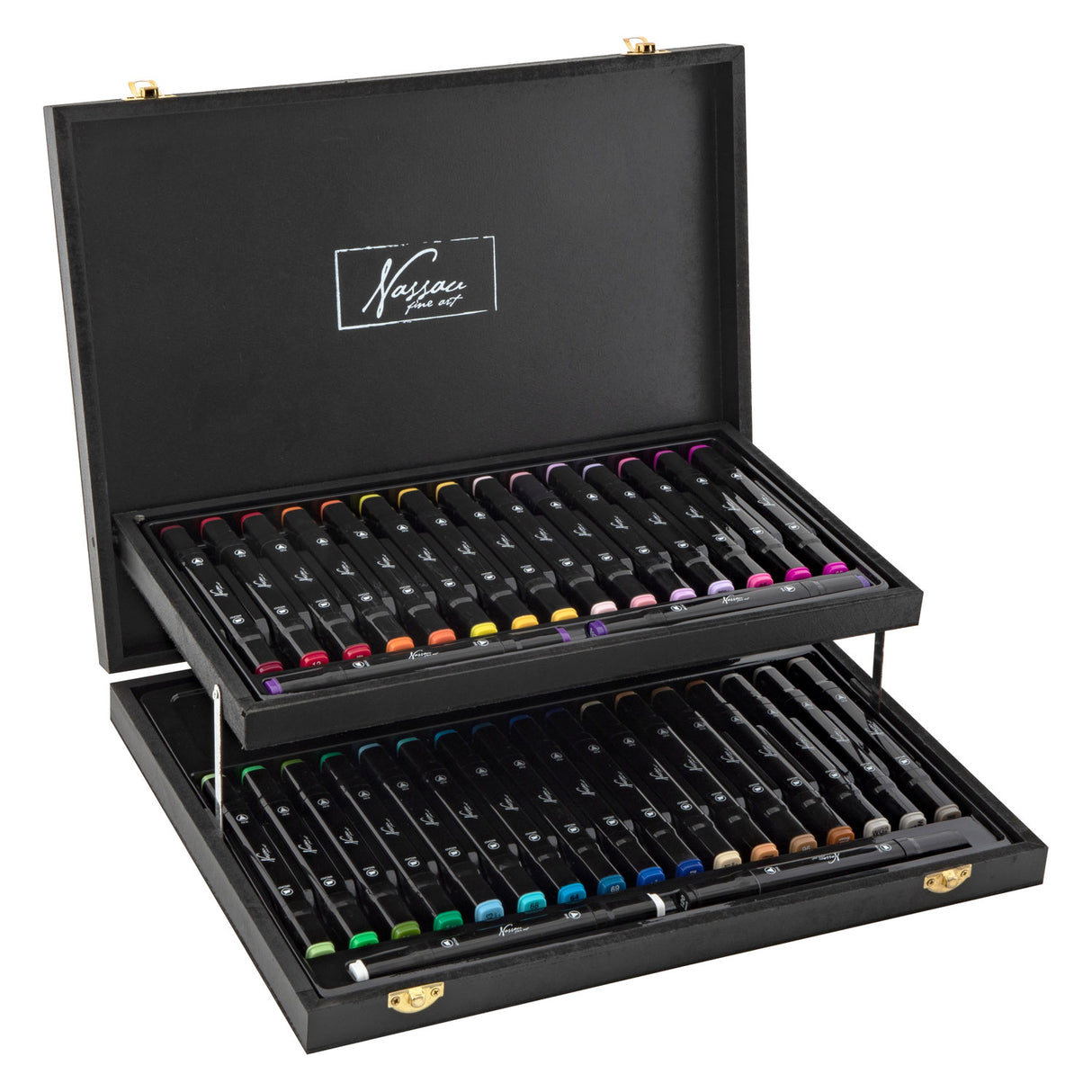 Nassau Fine Art Nassau Dual Tipp Marker in Houten Case, 36st.