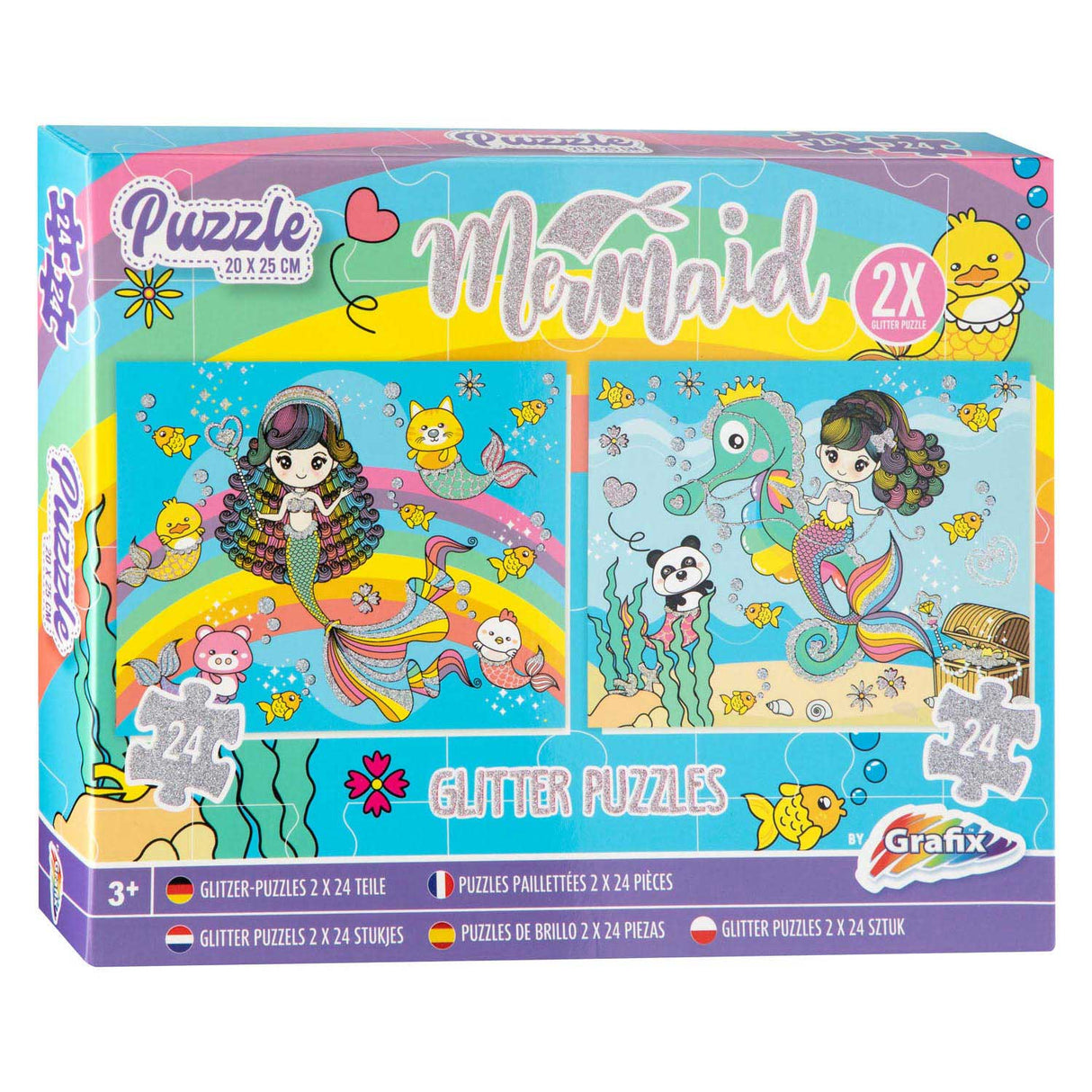 Grafix Glitzer-Puzzle-Set Meerjungfrau, 2x24-tlg.
