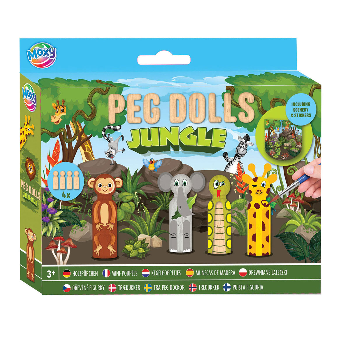 Kreative Handwerksgruppe Holz Kegel Dolls Craft Set - Dschungel