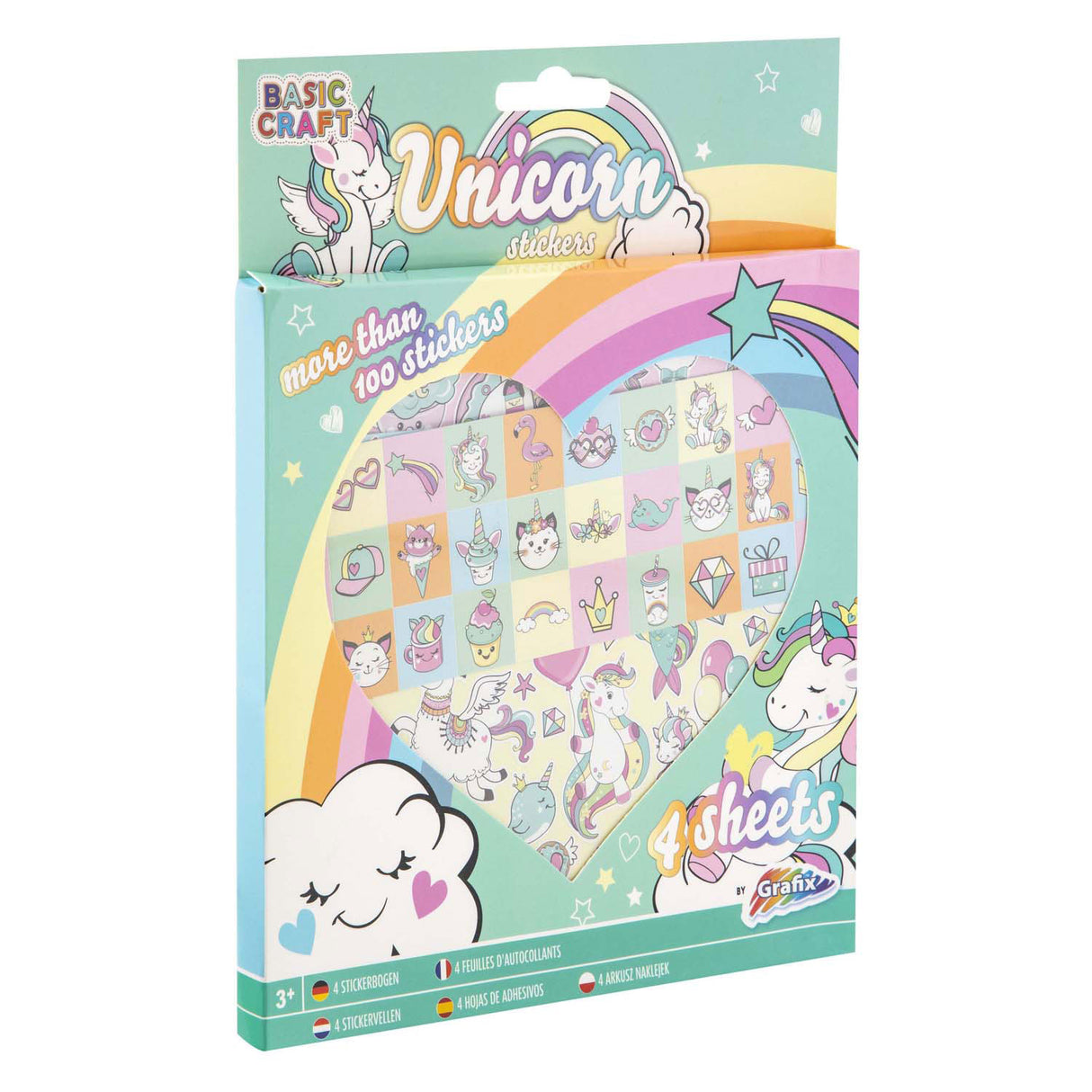 Kreativ-Bastelgruppe Einhorn-Aufkleber-Set, 100-tlg.