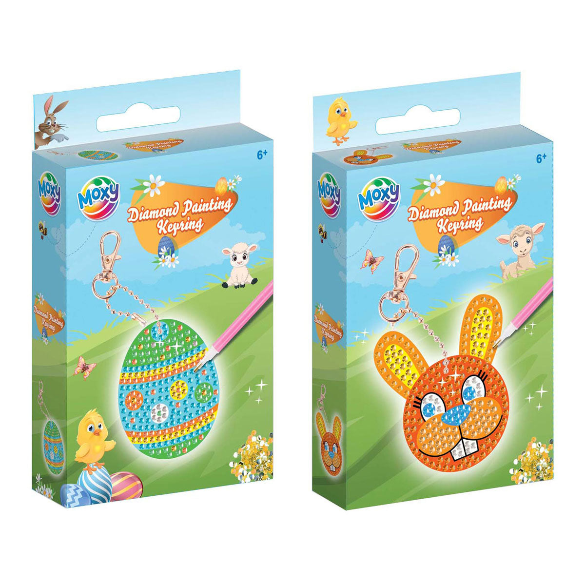 Kreative Bastelgruppe, Diamantmalerei-Schlüsselanhänger, der Ostern bastelt