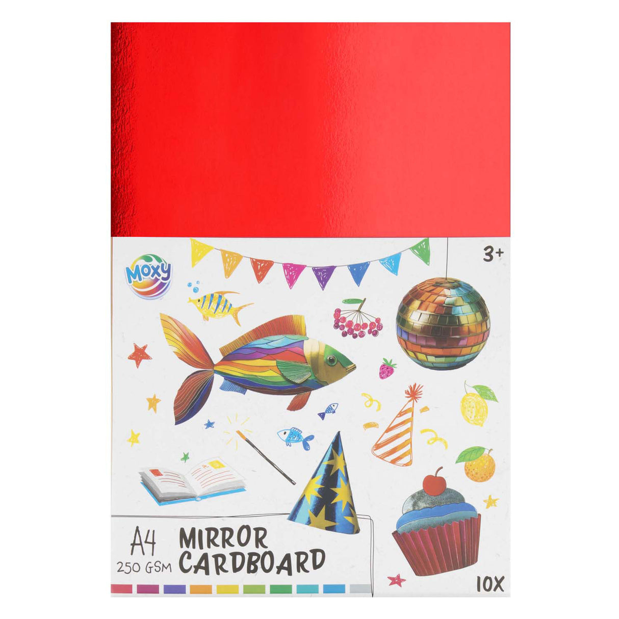 Kreative Bastelgruppe Spiegelkarton A4, 10 Blatt, 10 Farben