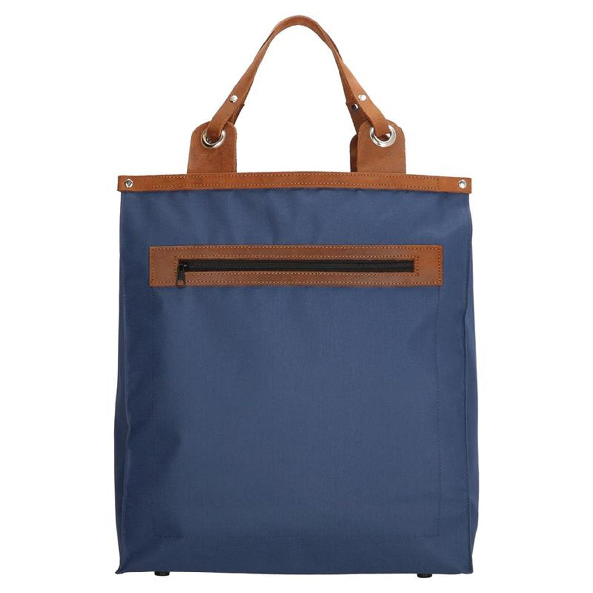 Einkaufstasche mit Ledergriff blau