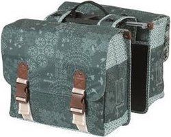 Basil Bohème Doppelfahrradbeutel - grün, Wasserretoting, 35 l, einschließlich Mik Adapterplaatat