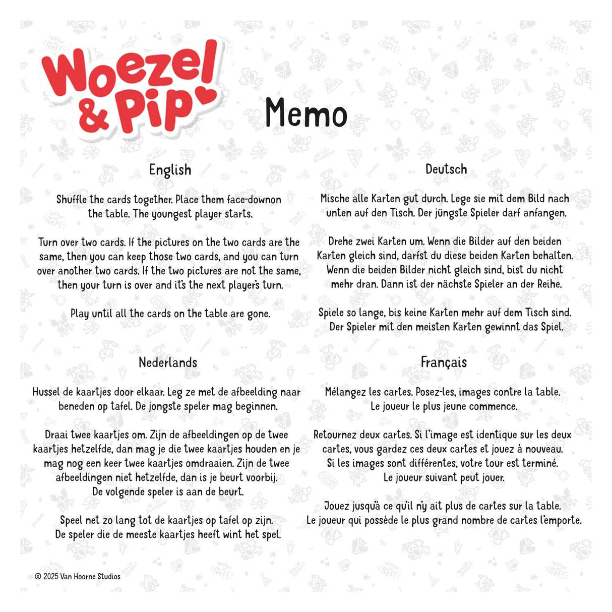 Bambolino Toys Woezel Pip Spiel Memo | 2 Stk