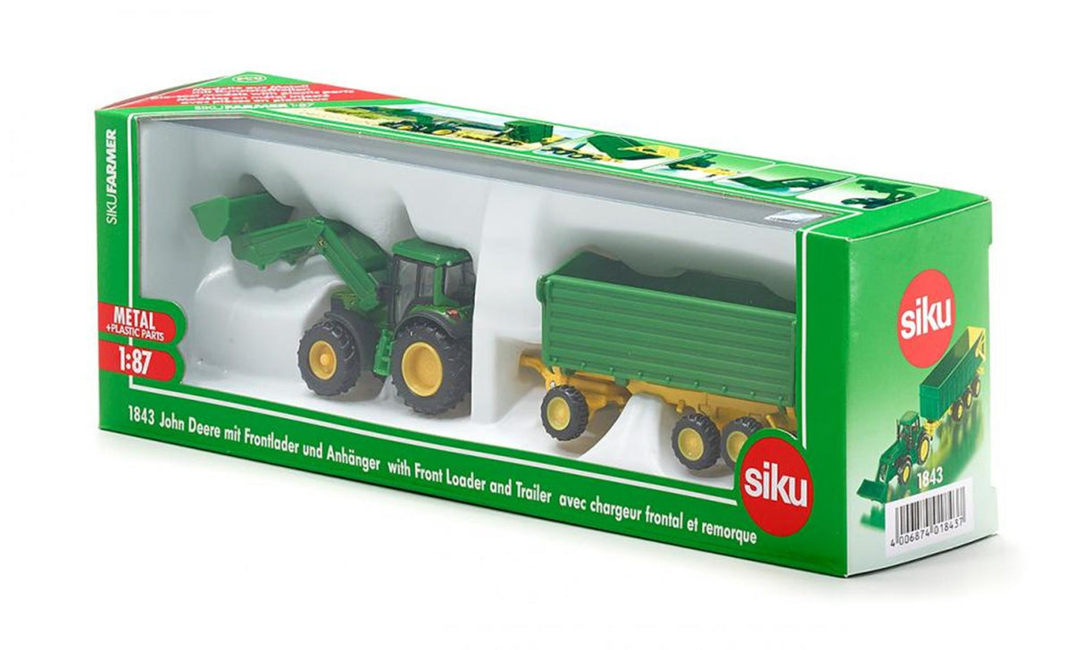 Siku 1843 John Deere mit Anhänger 1:87