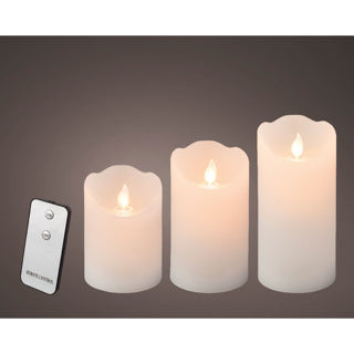 Kaemingk LED-Wechselkerze aus Wachs für den Innenbereich, Mischung weiß, H. 15 cm, T. 7,5 cm
