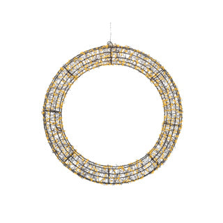 Kaemingk Mikro-LED-Kranz, stabil, Außenlänge 7,5 cm x B. 58 cm x H. 58 cm