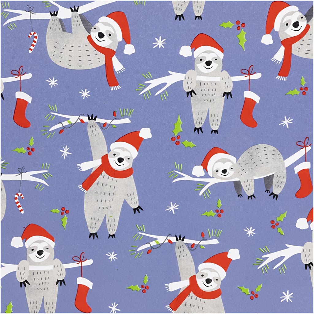 Creativ Company Geschenkpapier, Faultier, B: 50 cm, 80 gr, lila, 5 m 1 Rolle