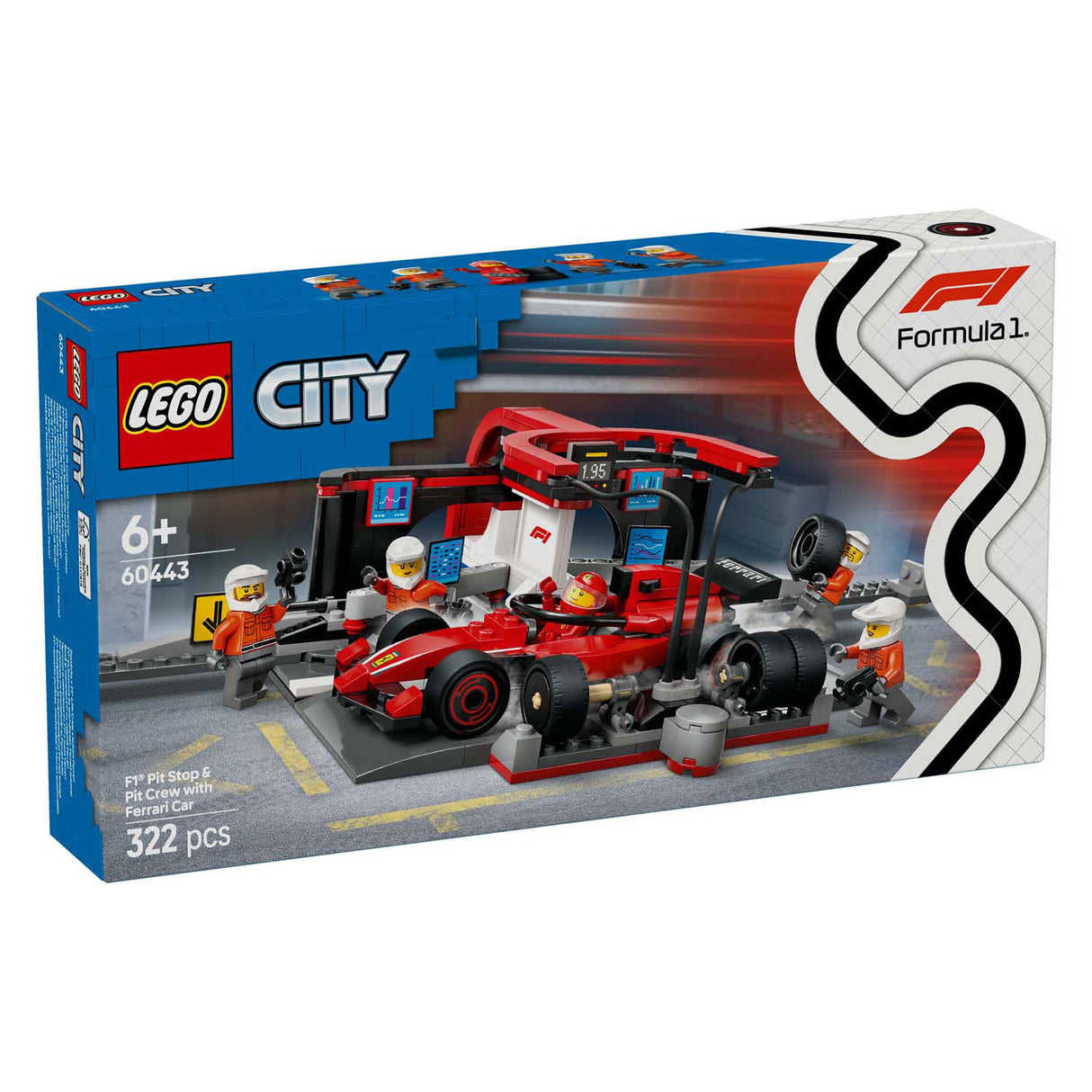 Lego 60443 City F1 Boxenstopp und Boxencrew mit Ferrari