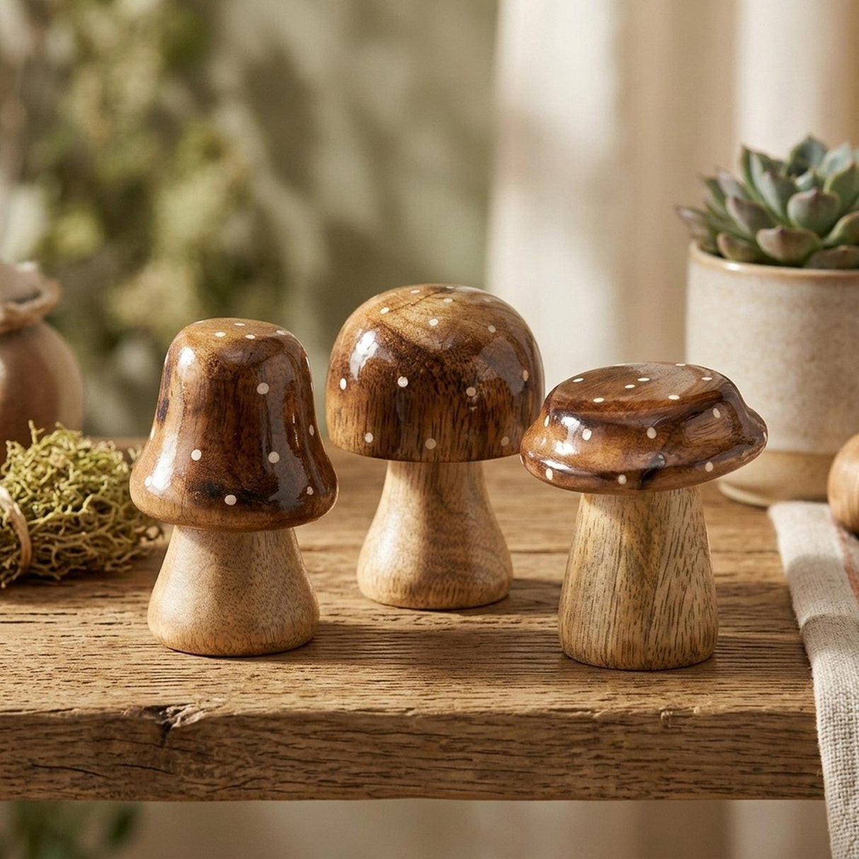 Boltze Home Pilzholz braun mit glänzender Oberseite