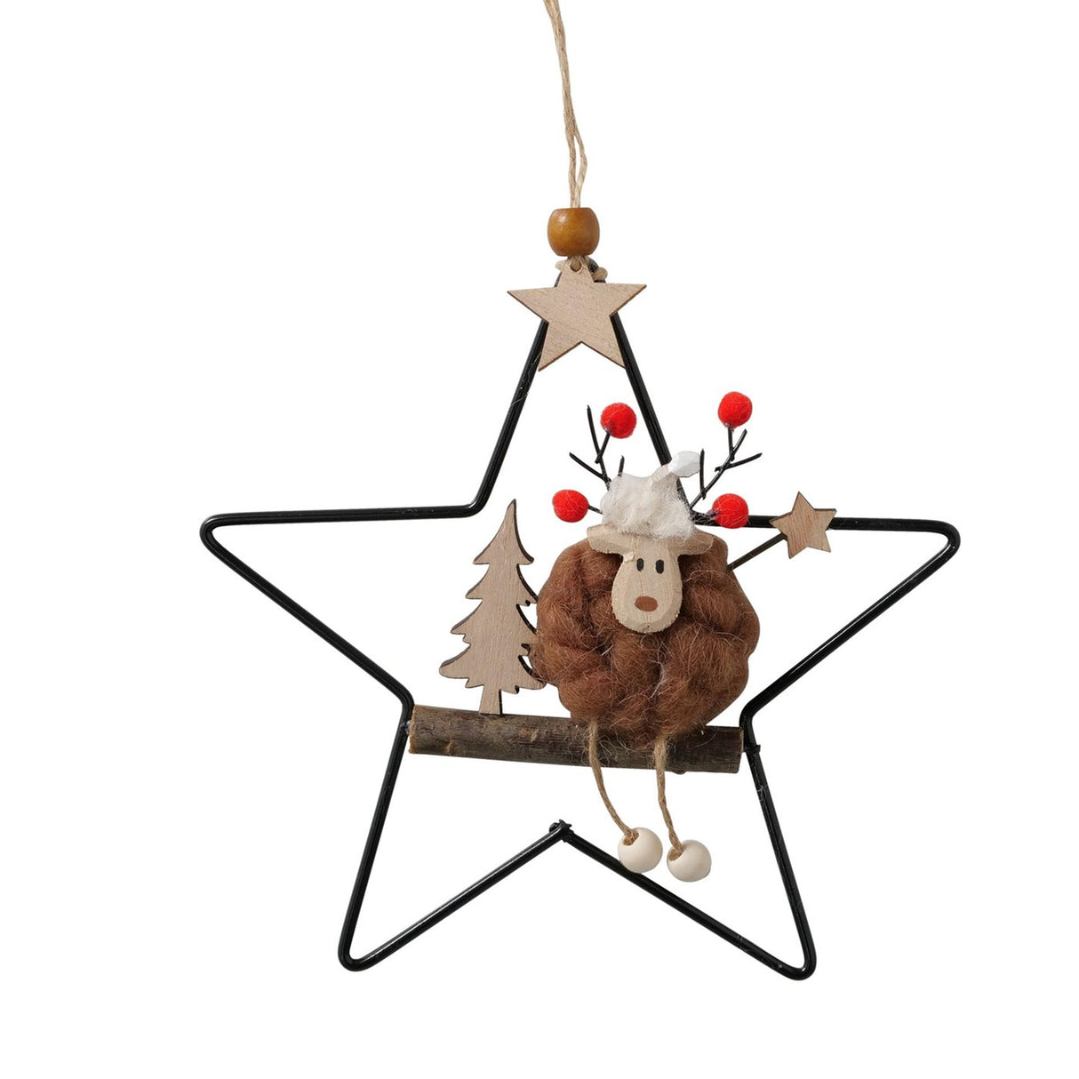Boltze Home Weihnachtsanhänger Hirsch in Metallstern H18cm
