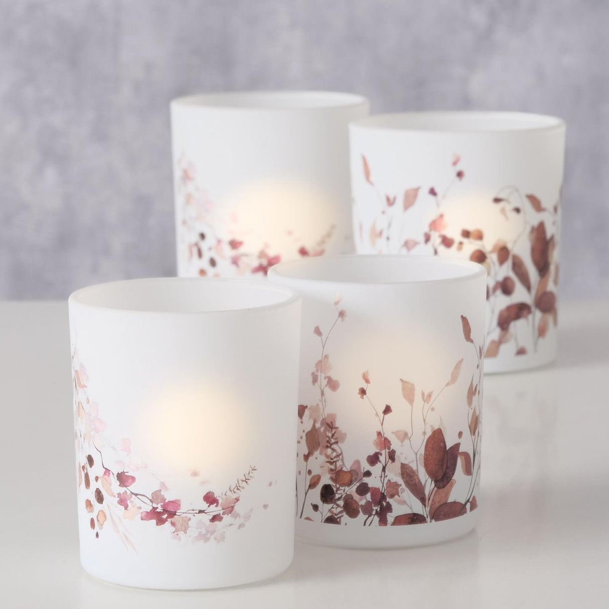 Boltze home theelichthouder glas met blad set a 2
