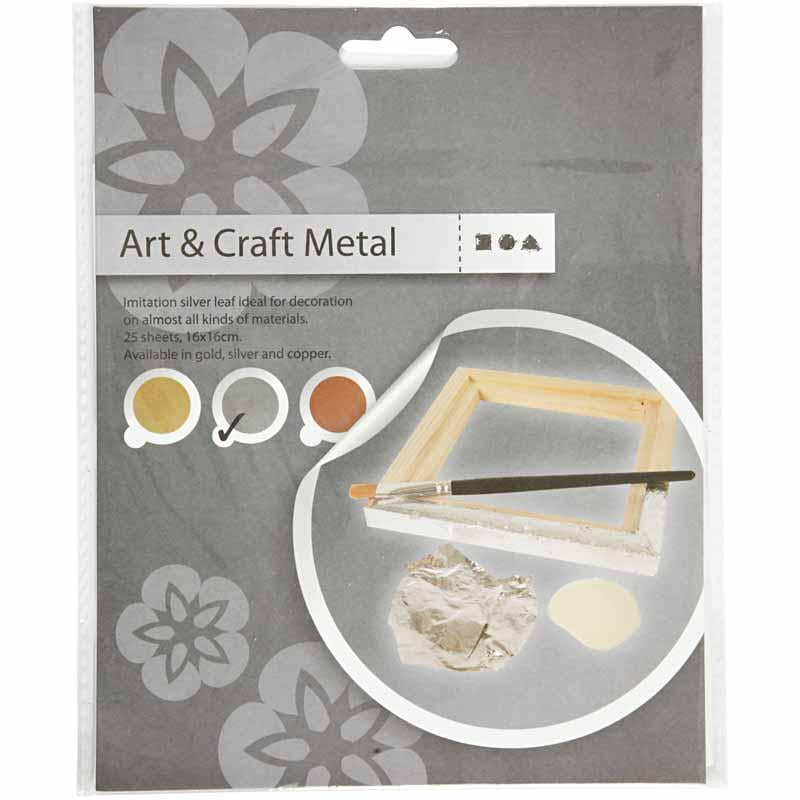 Creativ Company Blechimitat, Blatt 16x16 cm, Silber, 0,625 m2, 25 Blatt 1 Karton