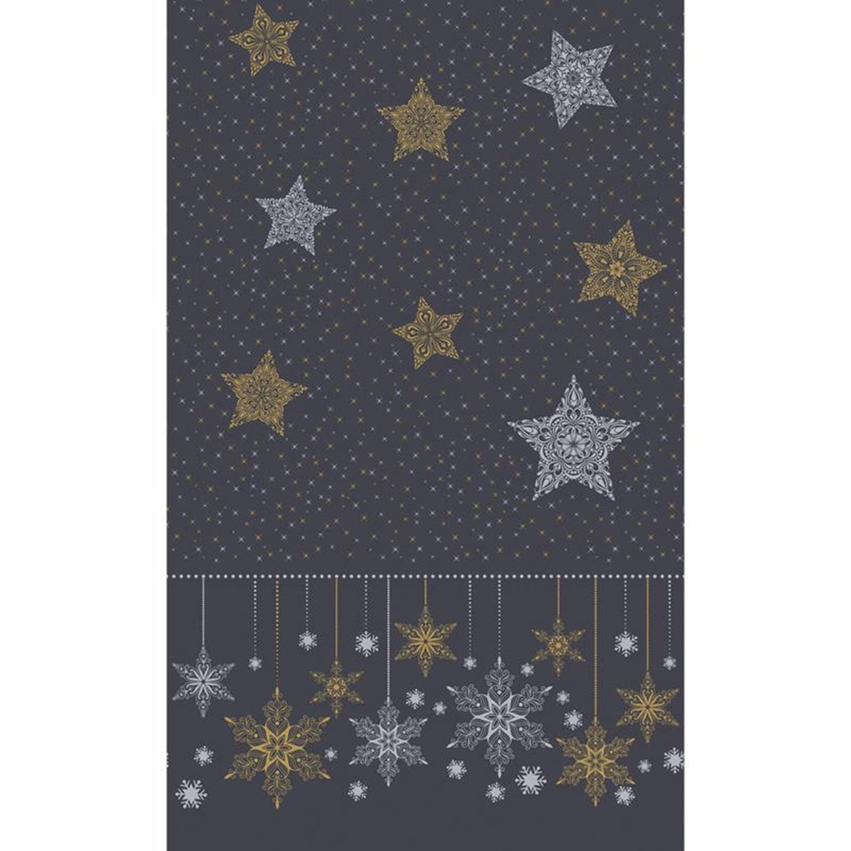Duni Tischdecke Schneesterne schwarz 138x220