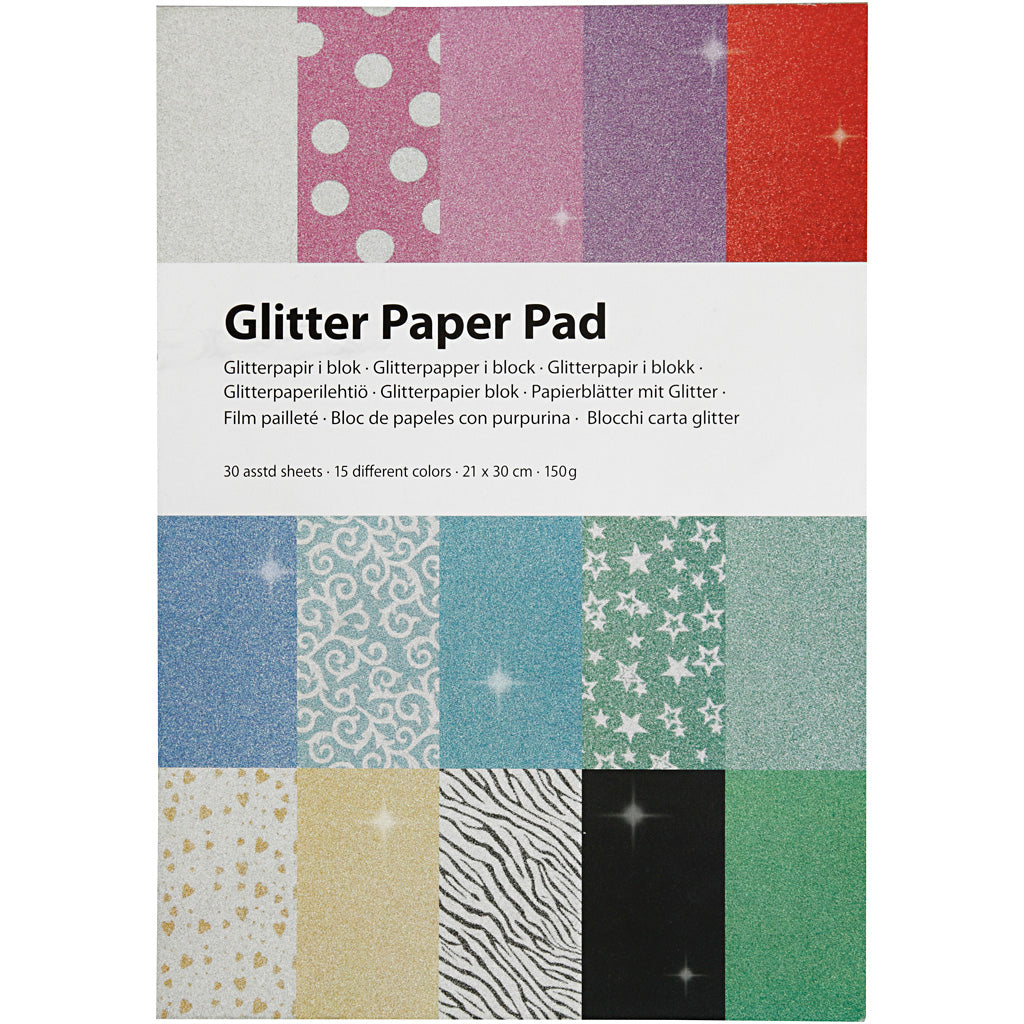 Glitzerpapierblock A4 150gr, 30 Blätter