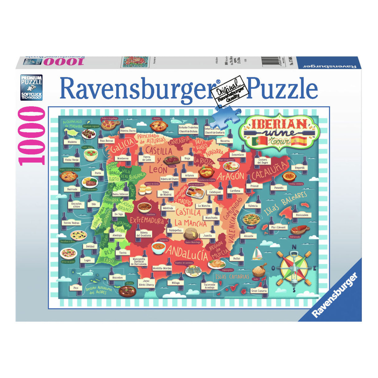 Ravensburger Puzzlekarte der Iberia-Weine, 1000 Teile.