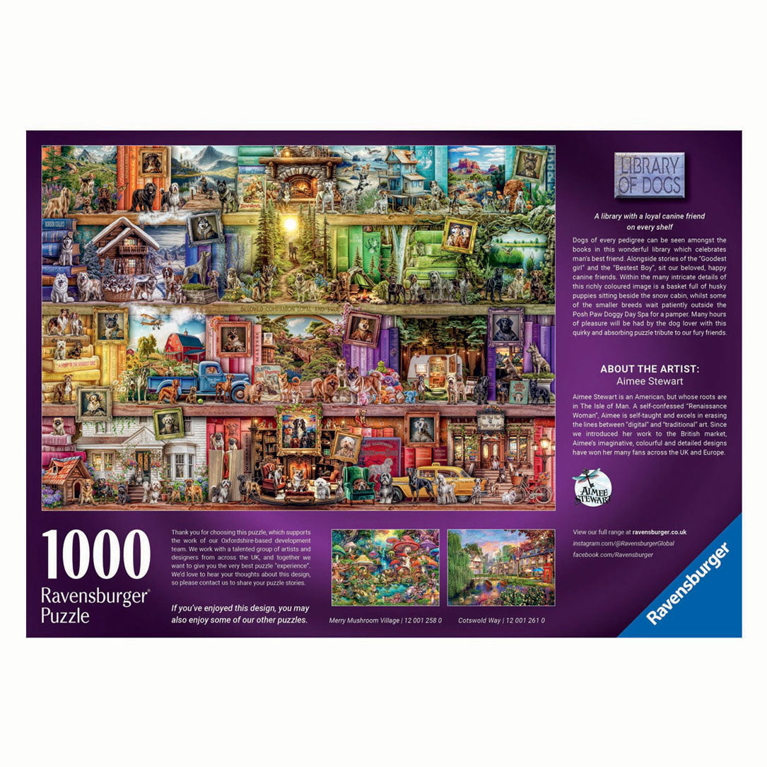 Ravensburger Puzzle Die Bibliothek der Hunde, 1000 Teile.