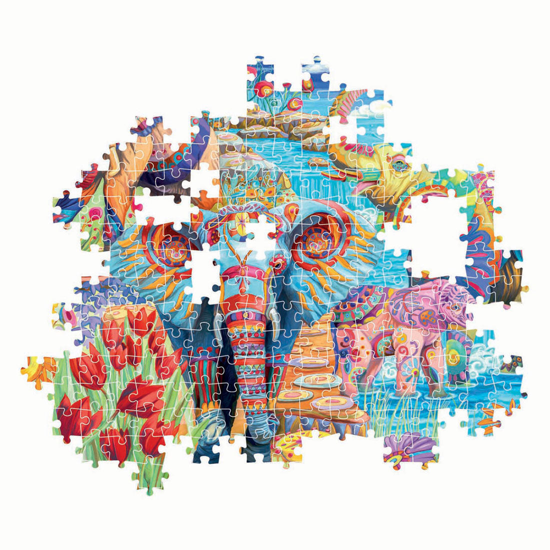 Clementoni Puzzle-Kunstwerk Elefantenkarneval, 500 Teile.
