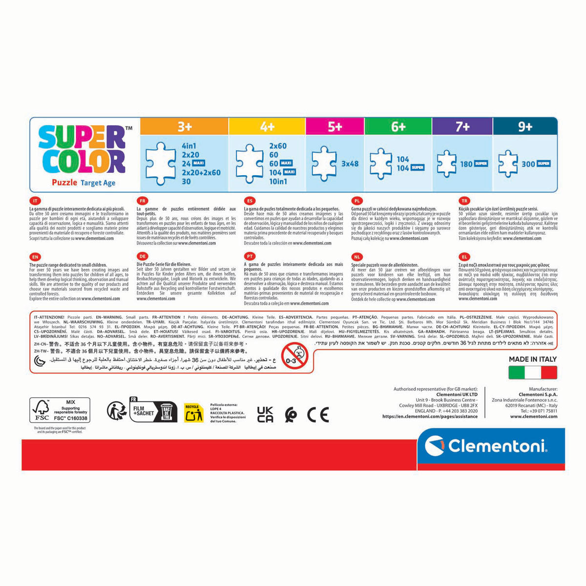 Clementoni-Puzzle mit Quadratstich, 3x48 Teile.