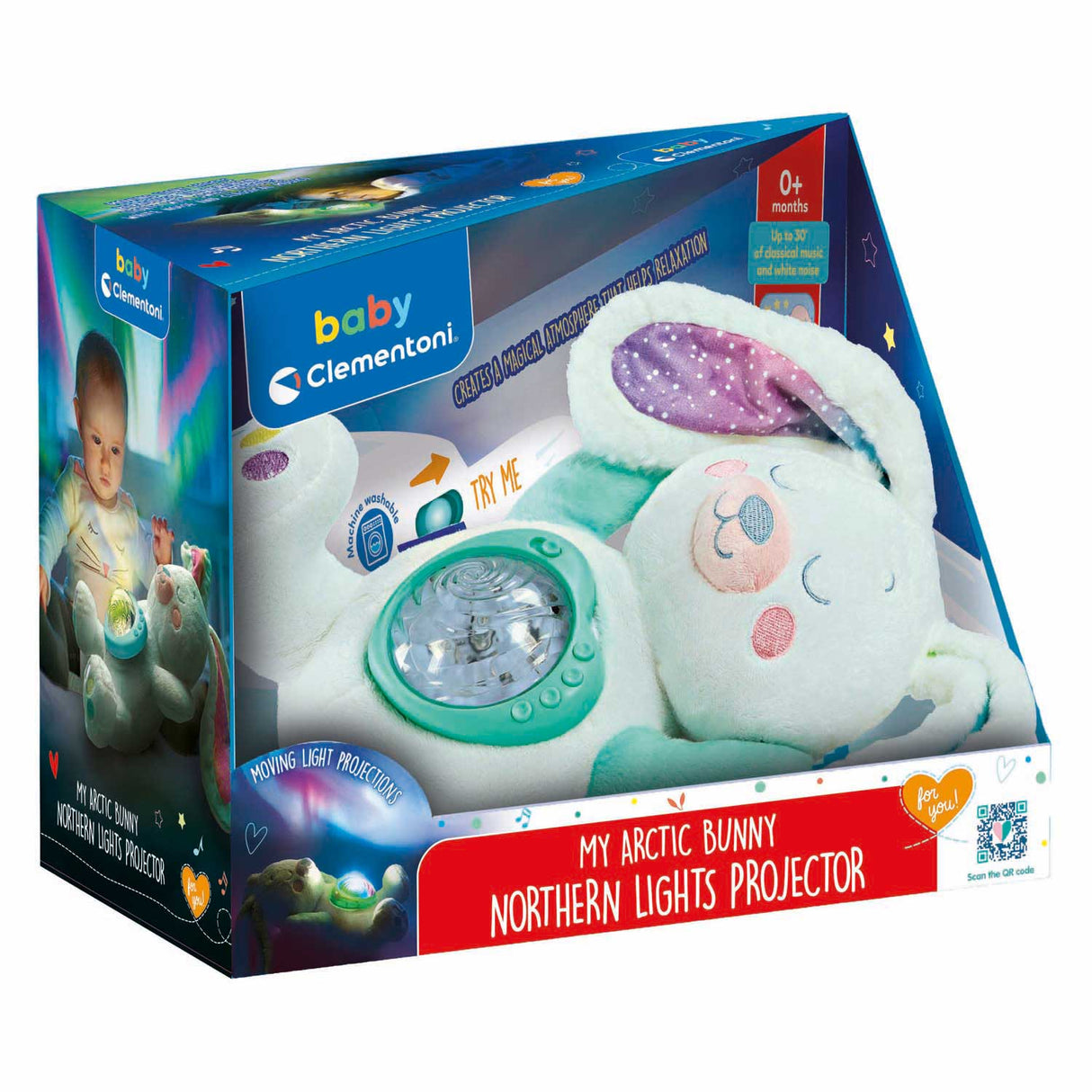 Clementoni Baby-Kaninchen-Kuscheltier, interaktives Nordlicht